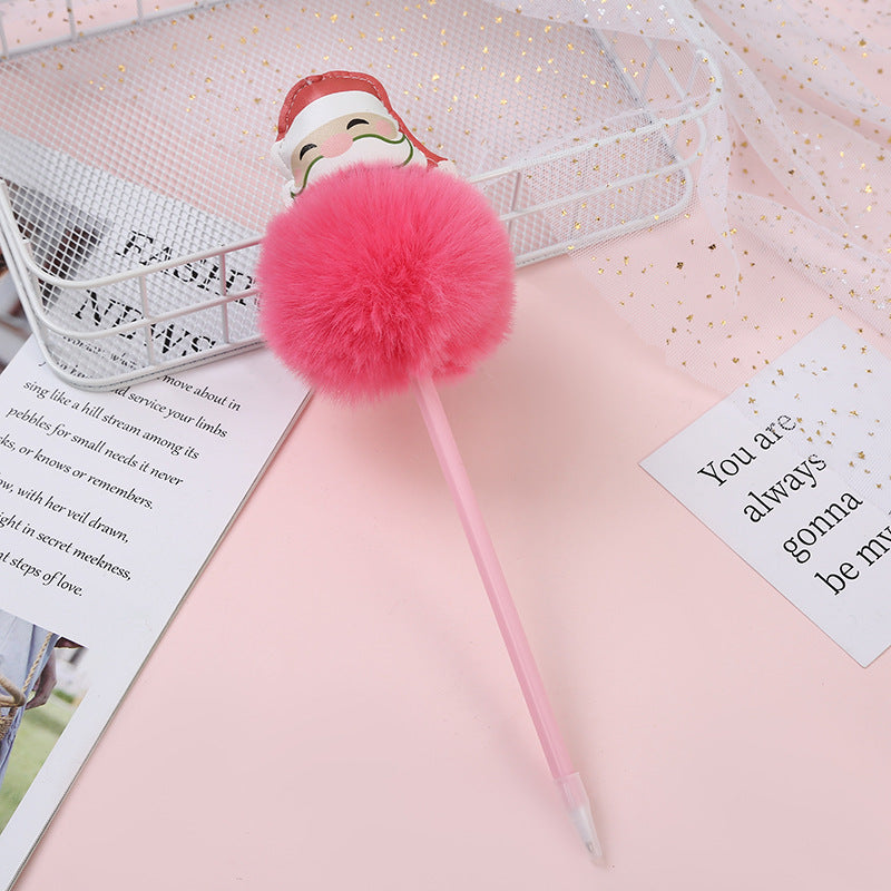 Wholesale Christmas Plastic Plush Cartoon Ballpoint Pen